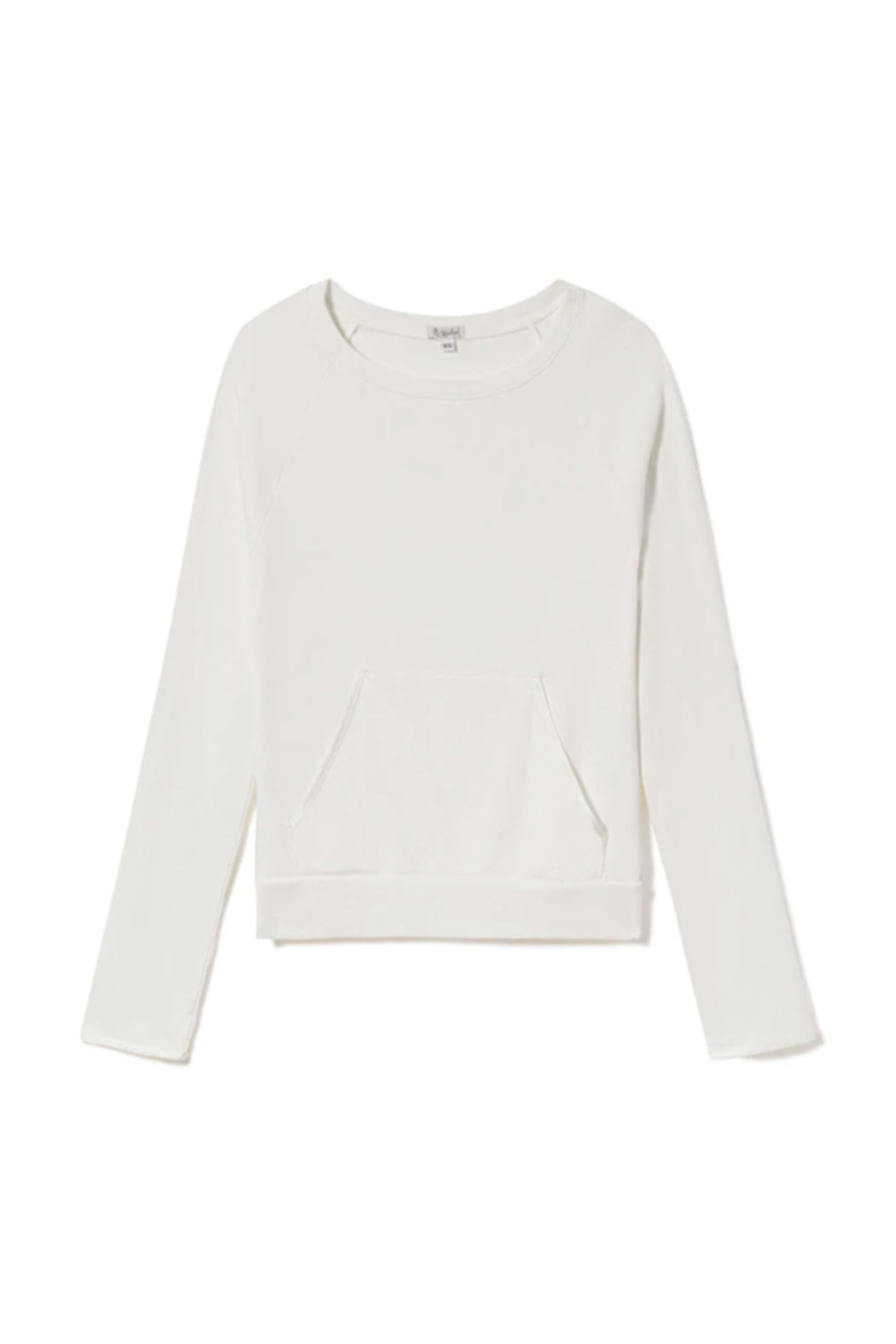 BECCA LONG-SLEEVE SEMI CROP RIB SWEATSHIRT WITH SATIN TRIMED POCKETS