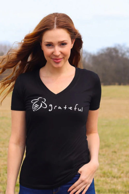 Black V Neck Tee