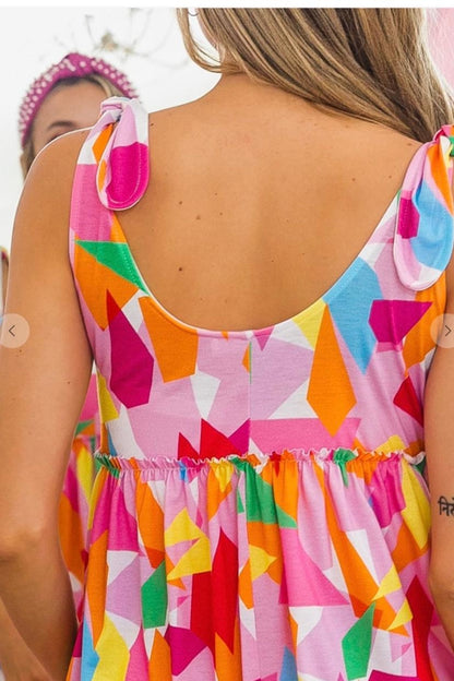 Shoulder Tie Top, Multicolor