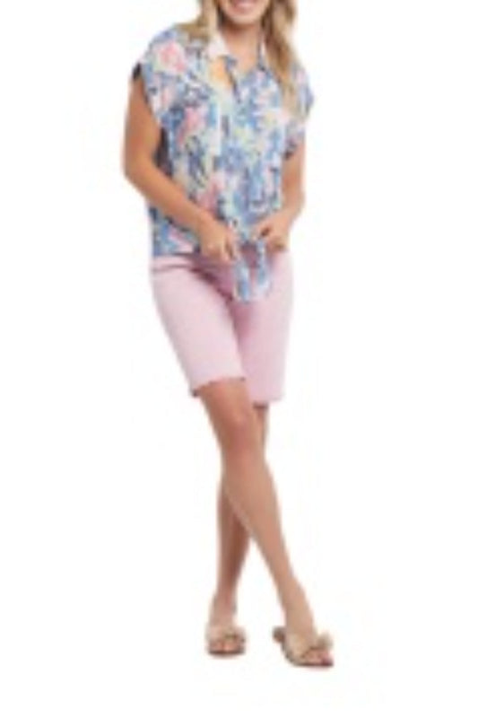 Big Floral Print Tie Front Shirt