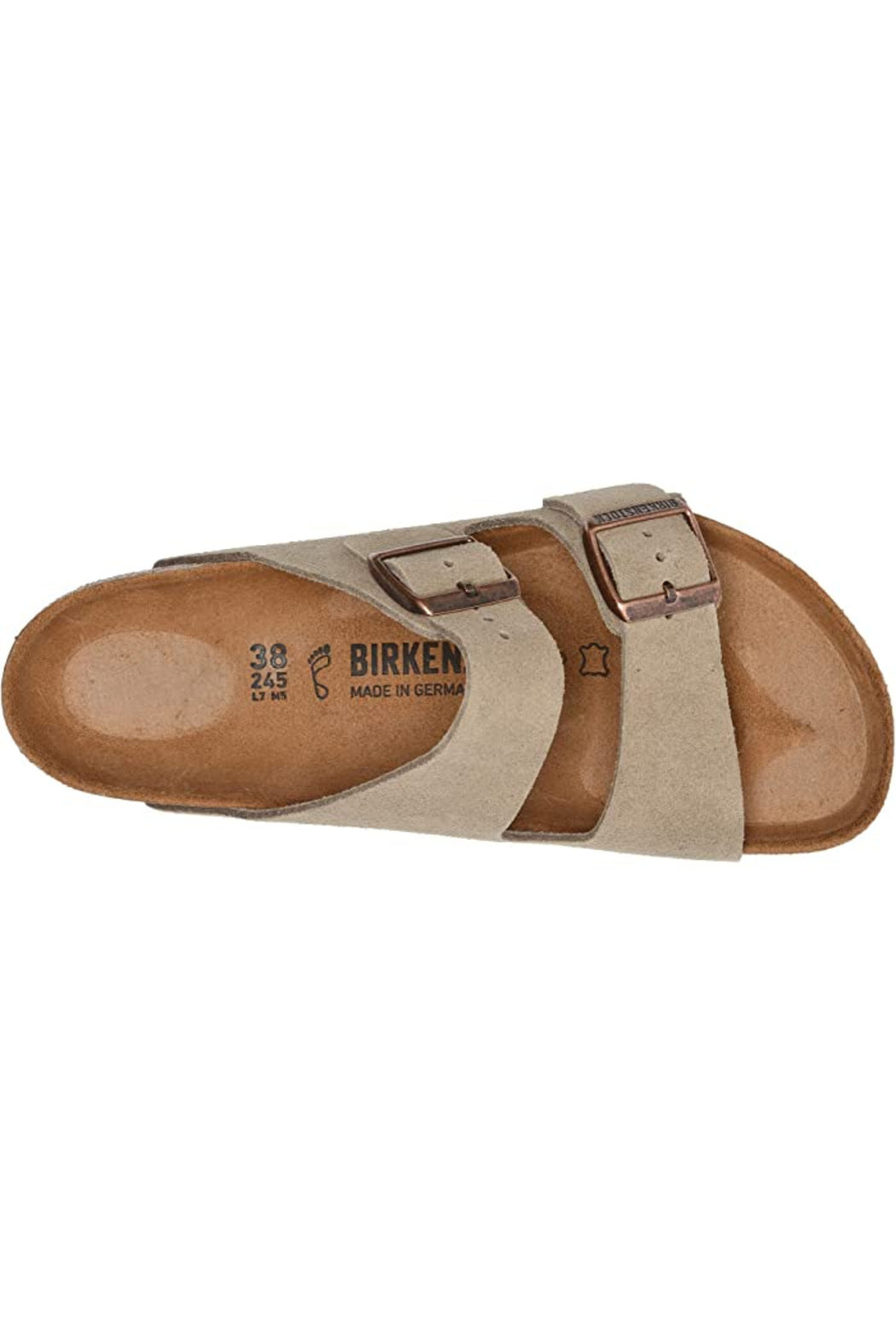BIRKENSTOCK ARIZONA HARD FOOTBED MEDIUM/WIDE WIDTH IN TAUPE