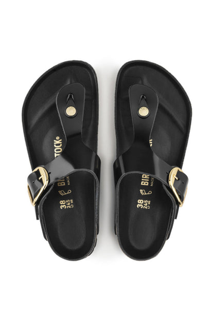 Birkenstock Gizeh Big Buckle Regular Width in Black Shine