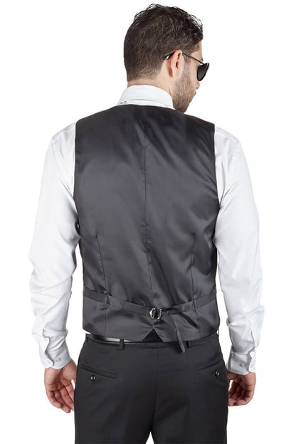 Black 5 Button Slim Fit Vest