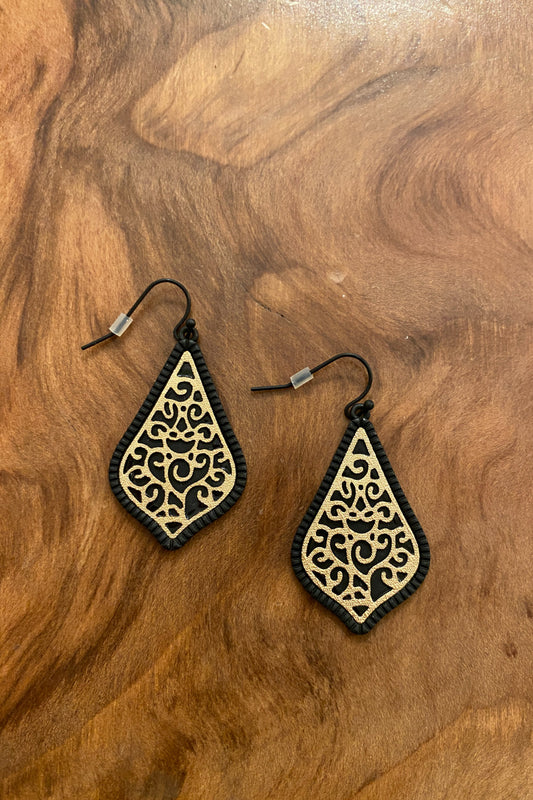 Black and Gold Multi Dangle Earrings