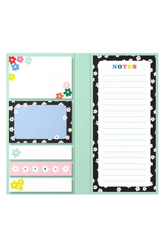 Black Daisy Sticky Note Folio