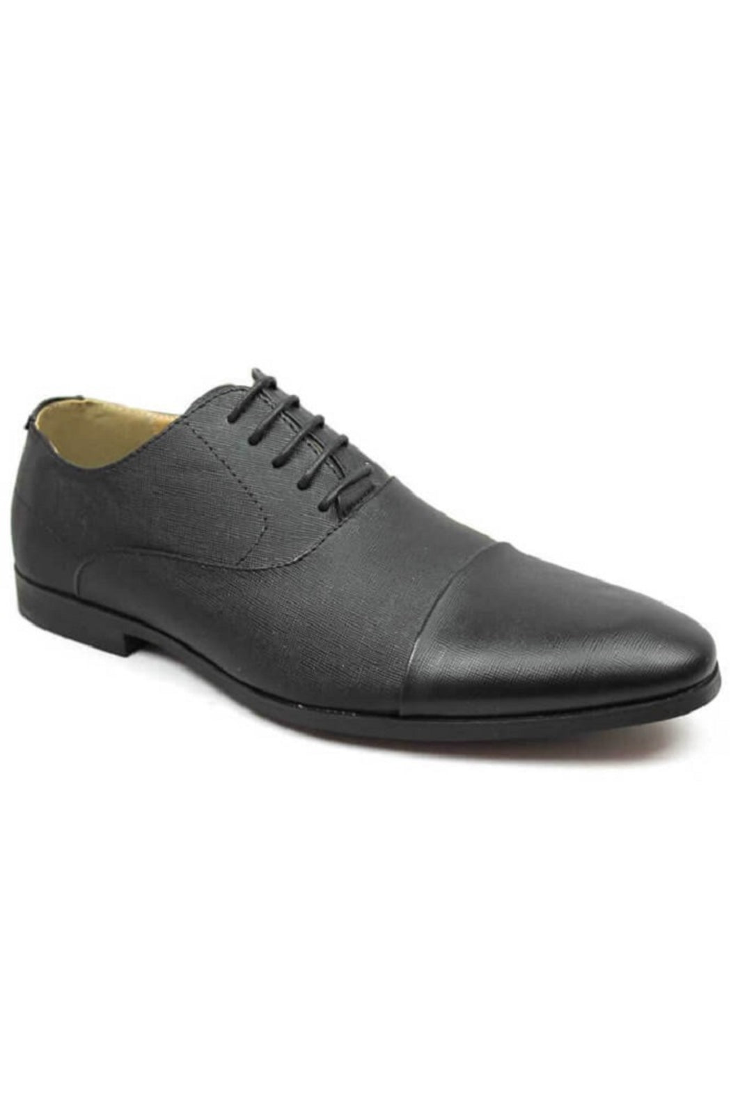 Black Herringbone Cap Toe Dress Shoes