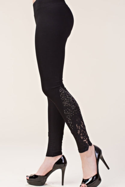 Black Knit Legging with Stones