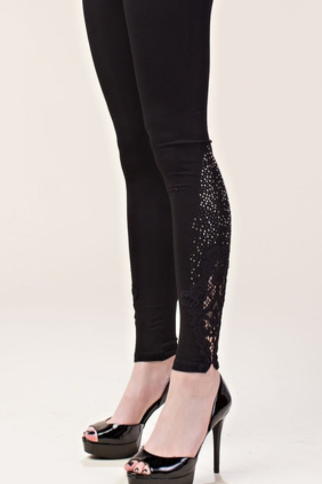 Black Knit Legging with Stones