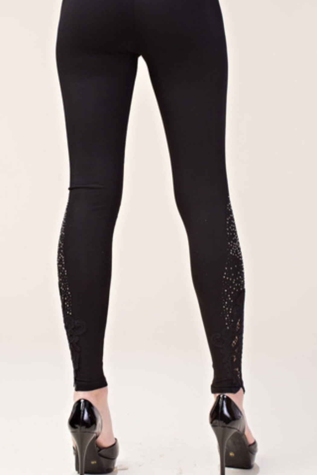 Black Knit Legging with Stones