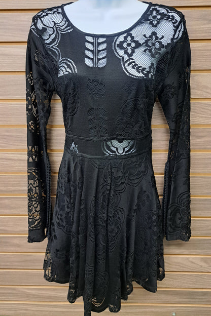 Black Lace Cutout Dress