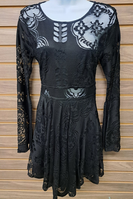 Black Lace Cutout Dress