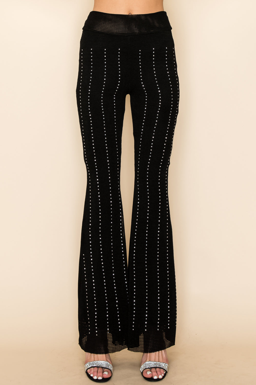Black Rhinestone Studded Pants