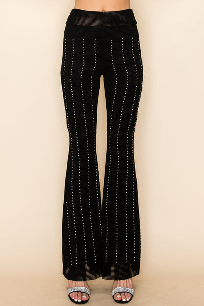 Black Rhinestone Studded Pants