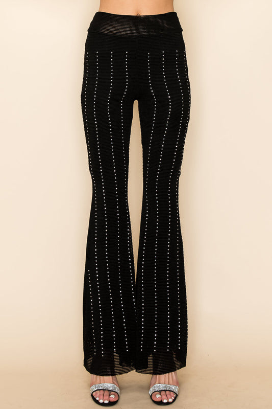 Black Rhinestone Studded Pants