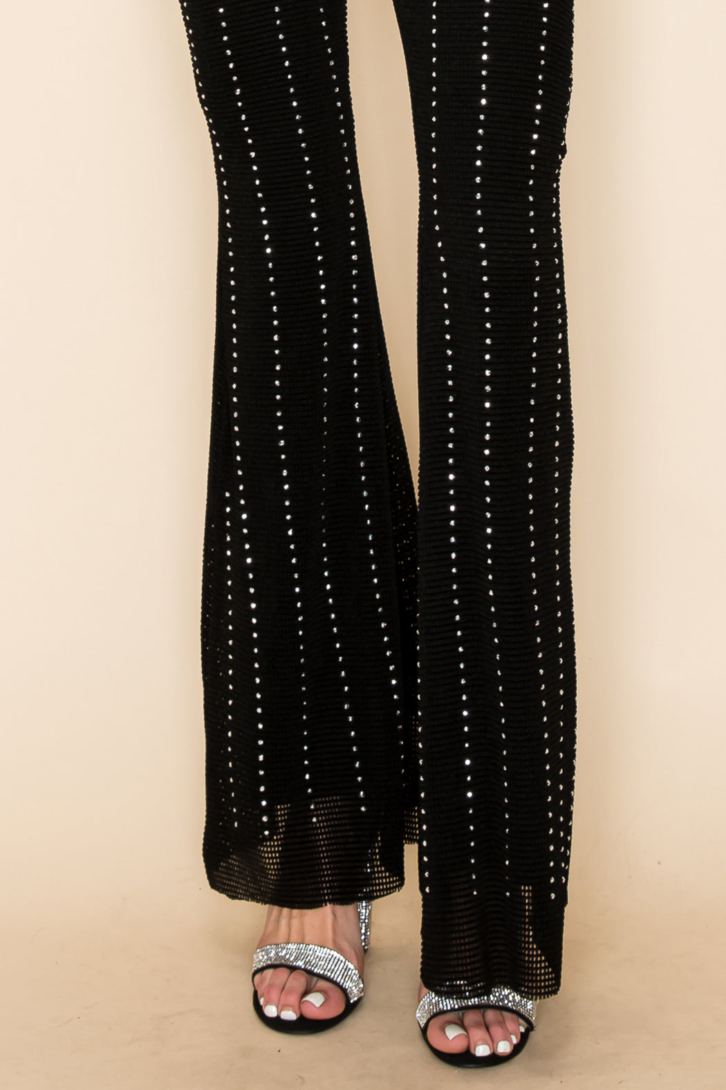 Black Rhinestone Studded Pants