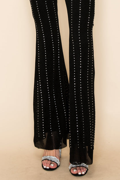Black Rhinestone Studded Pants