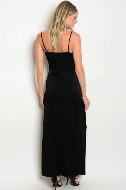 Black Wrap Style Long Dress