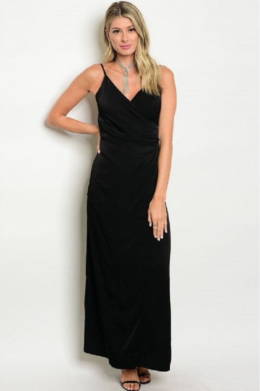 Black Wrap Style Long Dress