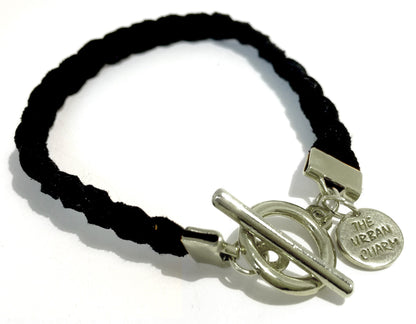 Black Vegan Leather Strength Friendship Bracelet by the Urban Charm