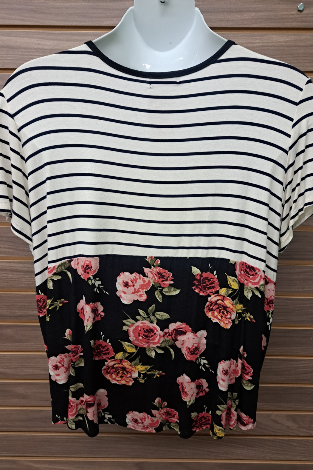 Black Stripe & Floral Top