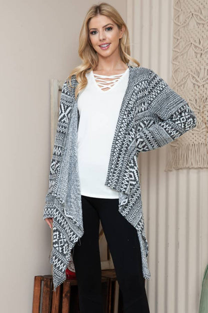 Black & White AZTEC PRINT OPEN CARDIGAN