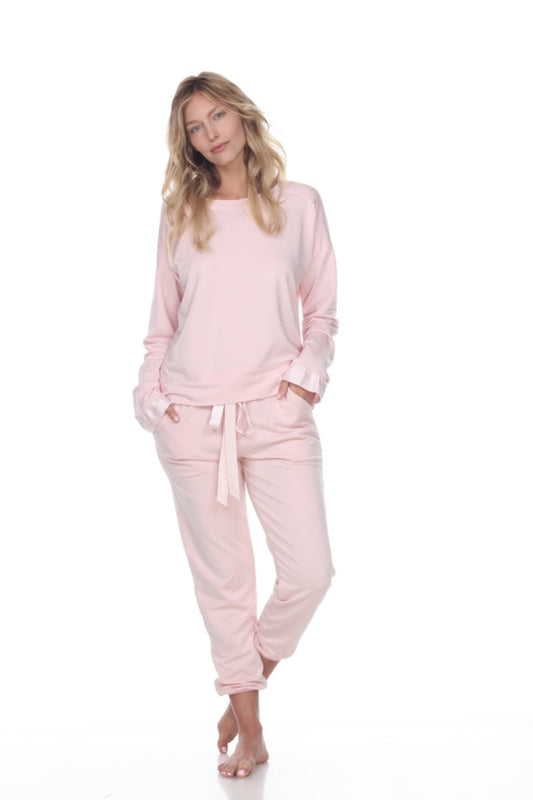 BLAIR FRENCH TERRY SWEAT PANT WITH SATIN TRIM