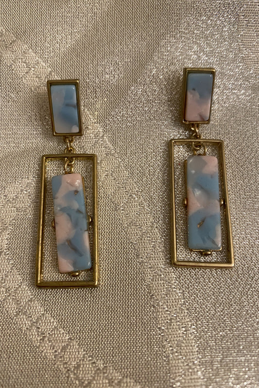 Blue and Pink Multi Resin Earrings