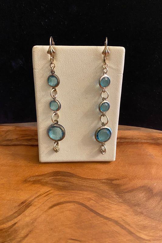 Blue Drop Stone Earrings