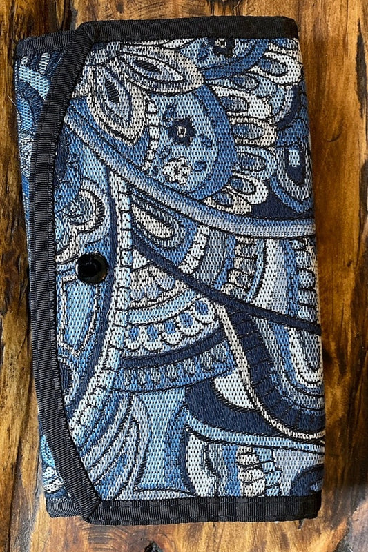 Blue Paisley Denim Wallet