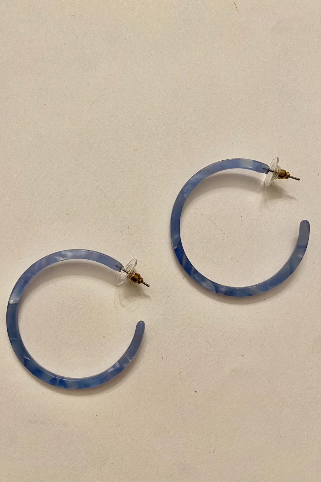 Blue Resin Hoop Earrings