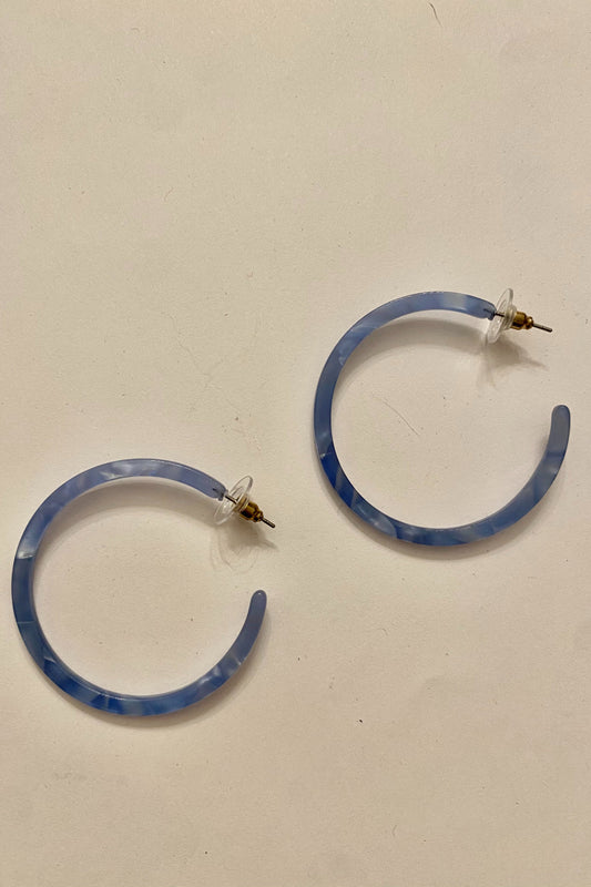 Blue Resin Hoop Earrings