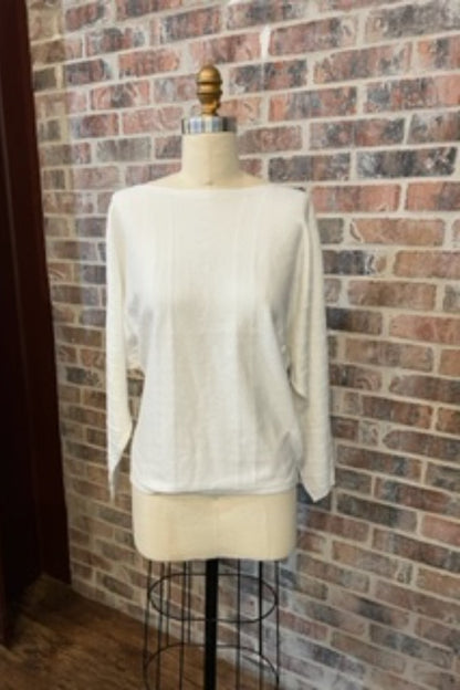 Boat neck Sweater with Shirt Tail Bottom