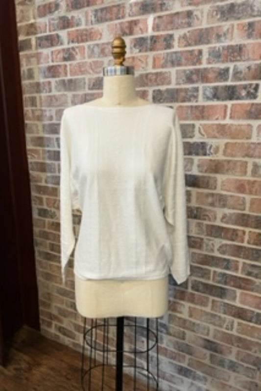 Boat neck Sweater with Shirt Tail Bottom