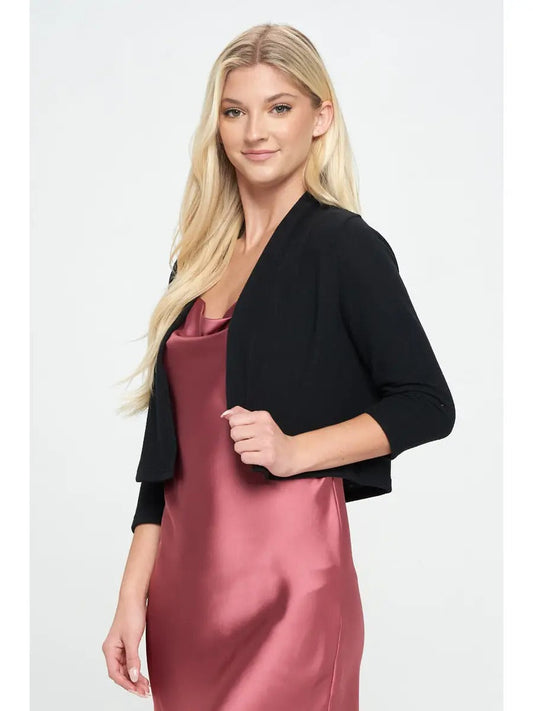 Brushed Knit Cashmere Like Bolero Cardigan