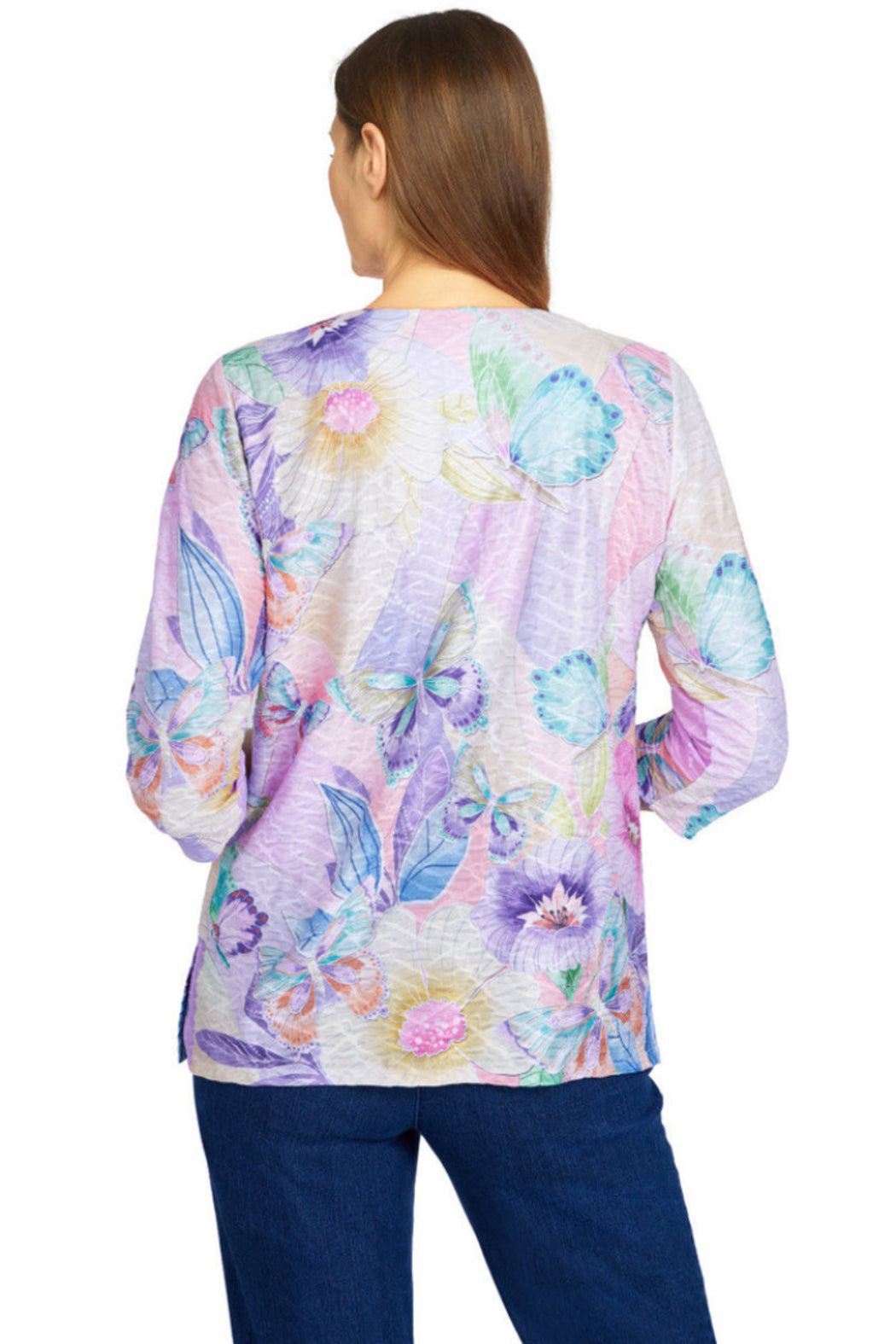 Butterfly Colorblock Split Neck Top