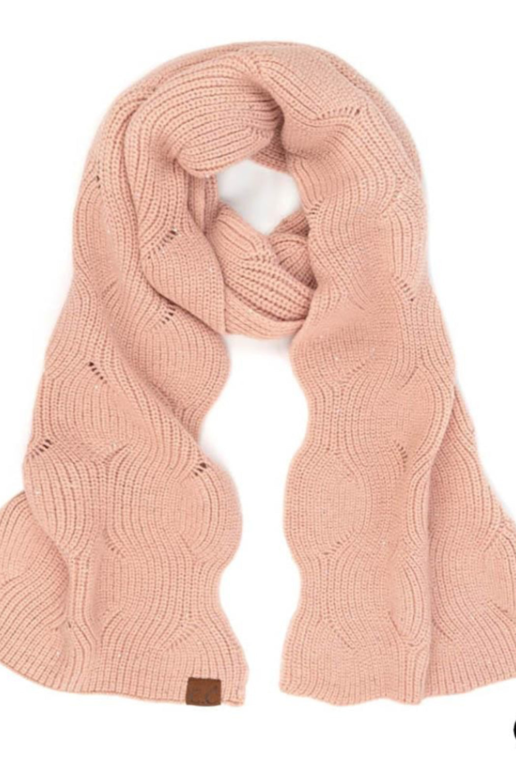 C.C Brioche Cable Pattern Sequin Scarf