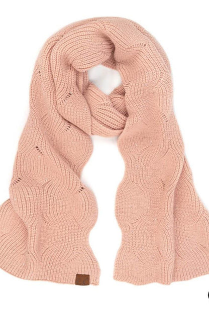 C.C Brioche Cable Pattern Sequin Scarf
