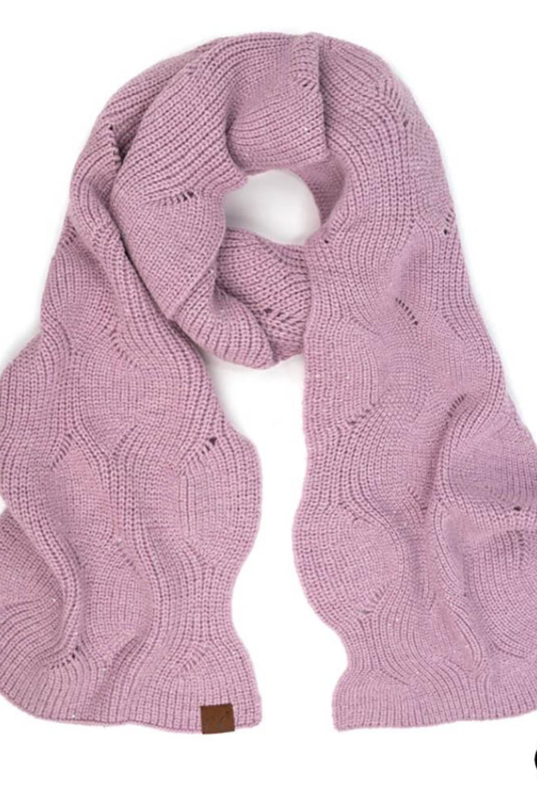 C.C Brioche Cable Pattern Sequin Scarf