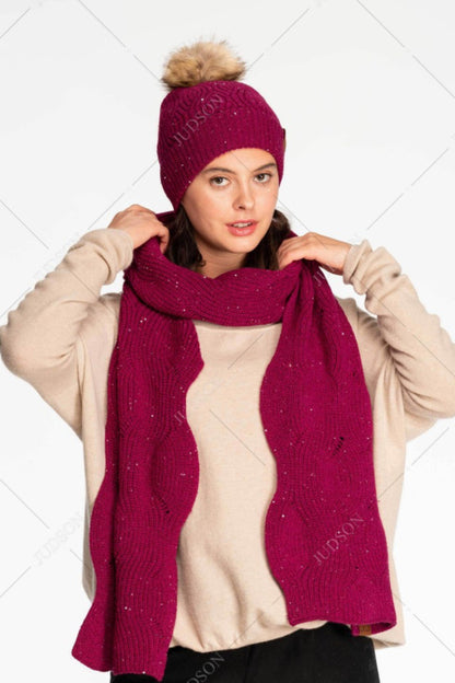 C.C Brioche Cable Pattern Sequin Scarf