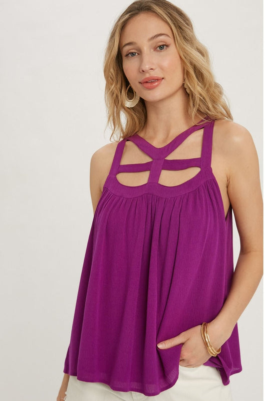 Caged Neck Tank Top