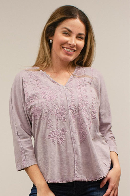 Wisteria Embroidered Top