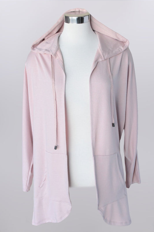 CARDIGAN W/ HOOD W/POCKETS 3/4 SLEEVE