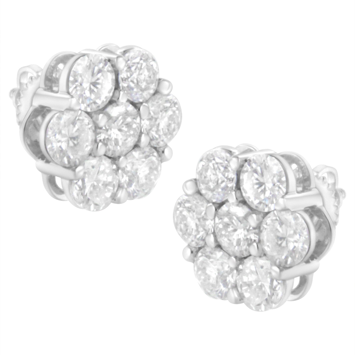 14K White Gold 4 Cttw Diamond Flower Earring (H-I Clarity, Si2-I1 Color)