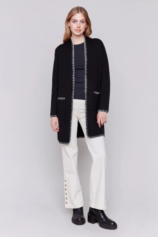 Black Blanket Stitch Cardigan