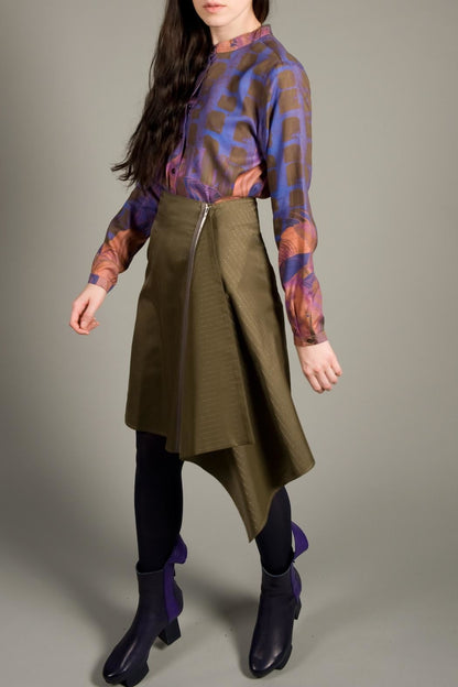 Asymmetric Skirt Green Gold