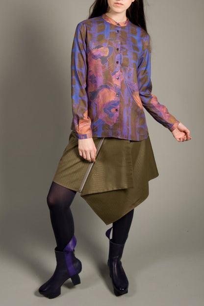 Asymmetric Skirt Green Gold