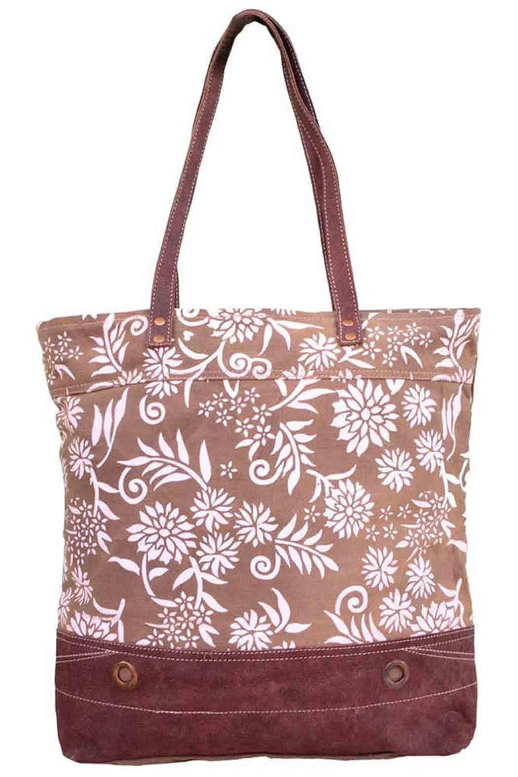 Tan Floral Tote