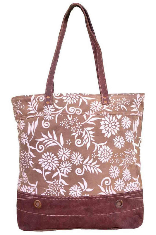 Tan Floral Tote