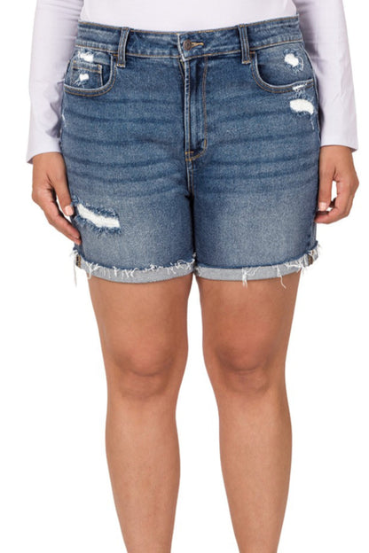 Zen Curvy Distressed Denim Shorts