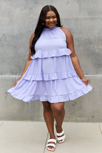 ODDI Full Size Relaxed Baby Doll Halter Dress